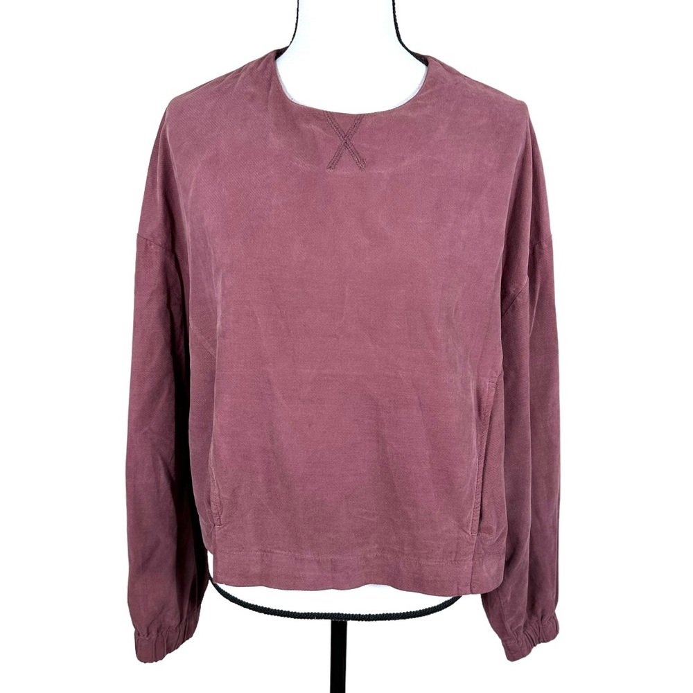 Zara Faux Suede Mauve Pink Long Sleeve Top